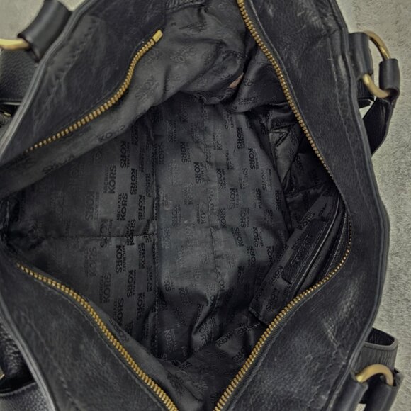 MICHAEL KORS Austin Black Pebble Leather Shoulder Bag Tote Gold Buckle Accents - Picture 13 of 15